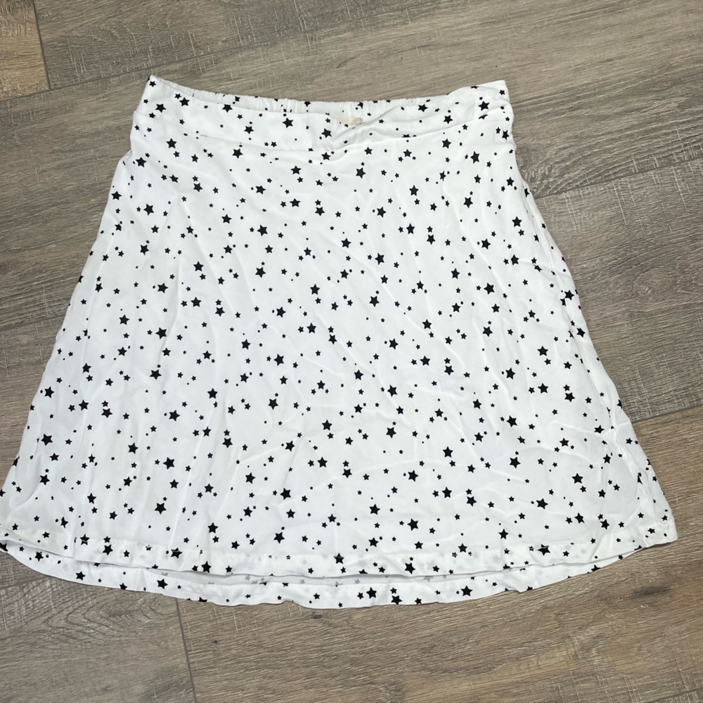 Altar’d State White Star Print Skater Skirt - Lined Casual A-Line Pull On
